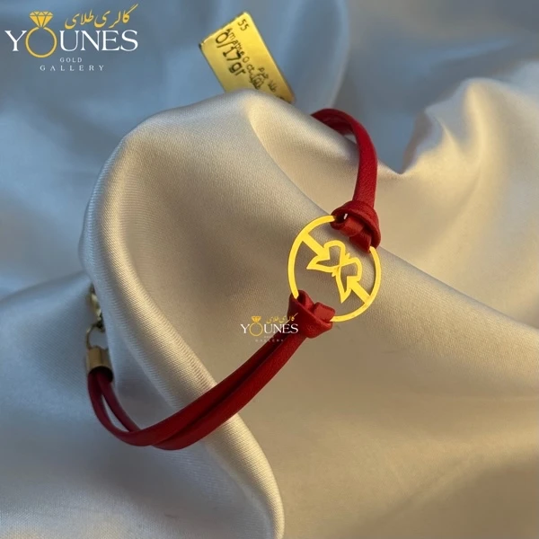 تصویر دوم دستبند طلا چرم دولاین پروانه کوچک